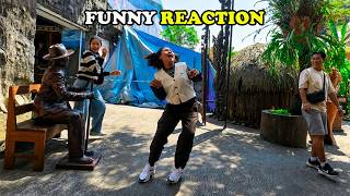 Reaksinya sungguh tak ternilai harganya, Living Statue Prank, Human Statue Prank