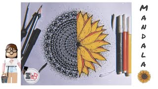 || Half Mandala Half Flower Art Tutorial For Beginners || (Mandala Drawing) | Make It Beautiful | ️