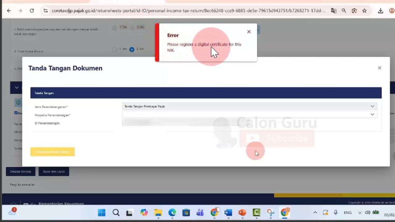 Solusi Tidak Muncul Sandi Kode Otorisasi DJP saat Lapor SPT Tahunan Pribadi Online di Coretax