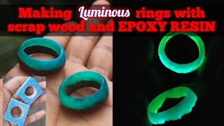 How to make a night glowing luminous ring with scrap wood and epoxy resin | radium ring making