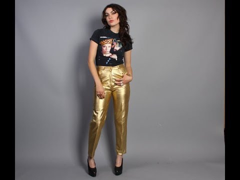 gold leather pants