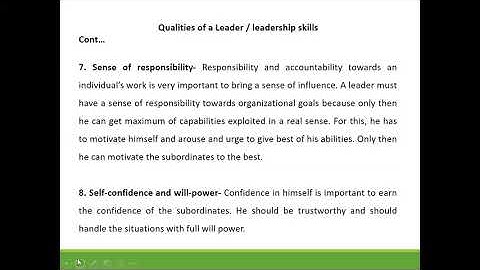 Qualities Of a Leader/ Leadership Skills- Organisational Behaviour(OB)BBM,LMS,2ndSem,By-Ranjitha B.R