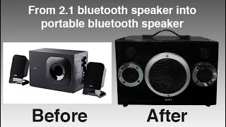 Edifier 2 1 speaker converted into Portable bluetooth speaker system. check it out...