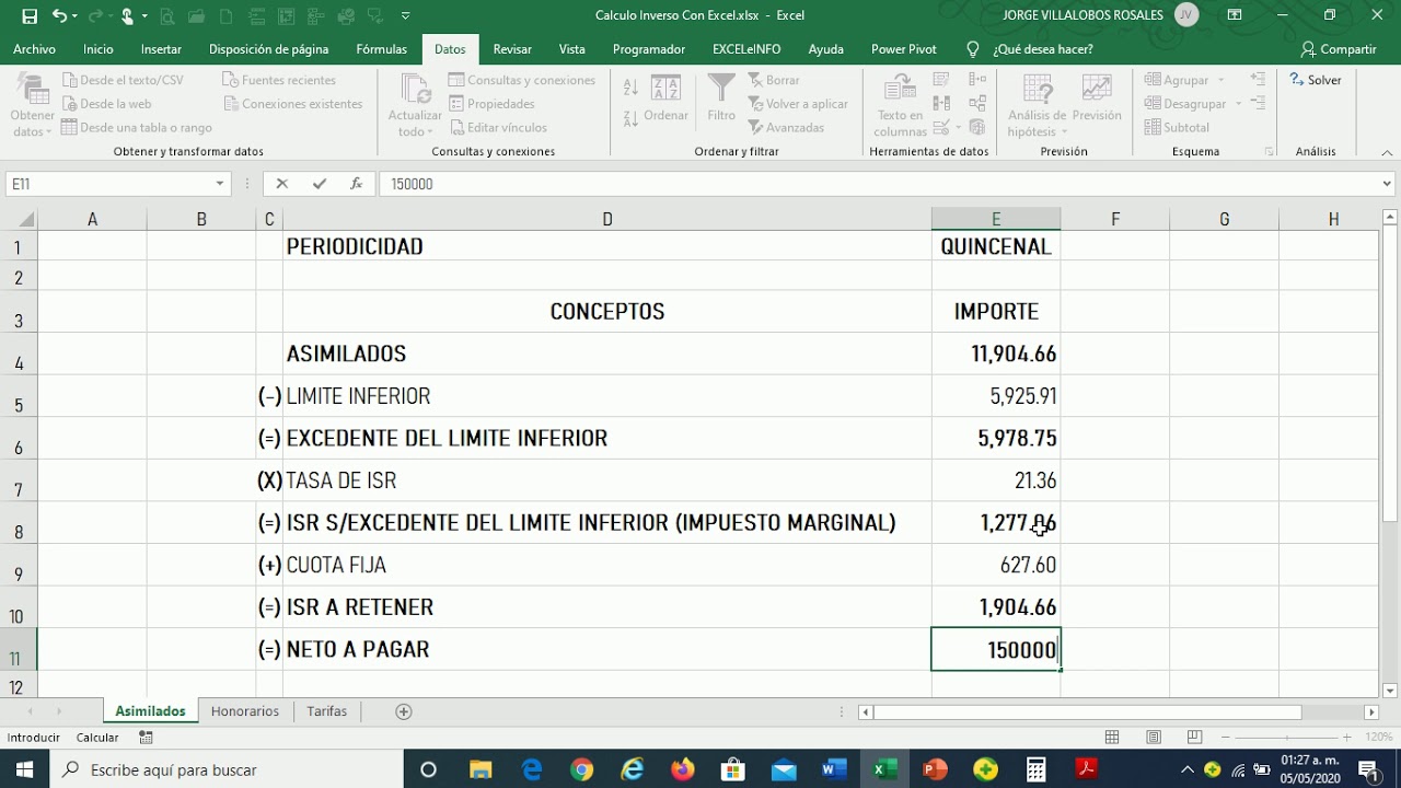 CANTIDAD NETA DESEADA CON EXCEL (CALCULO INVERSO) - YouTube