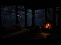 A Peaceful Rainy Night In A Cabin With Crackling Fireplace Sounds For Relaxation And Stress Relief