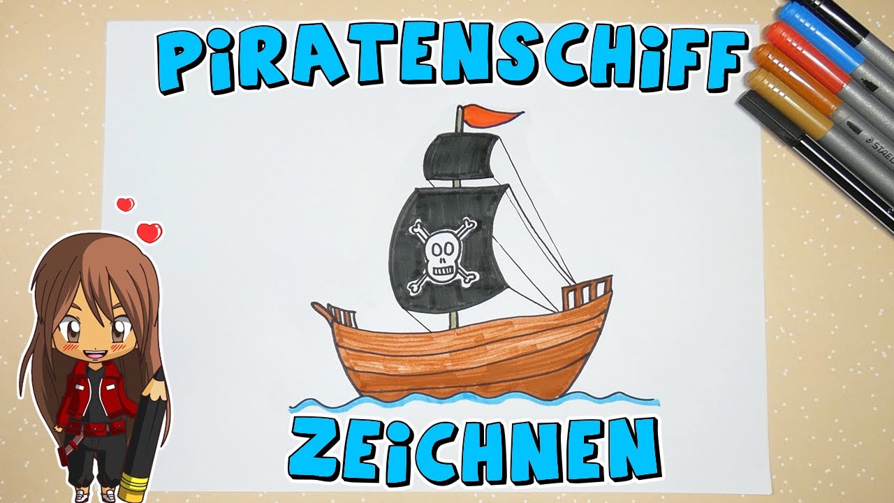 Piratenschiff einfach malen für Kinder 