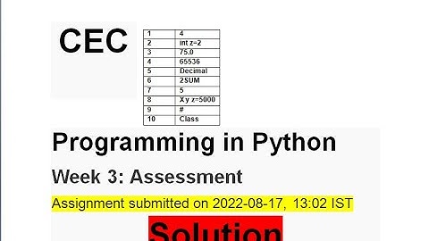 CEC II Programming in Python II Week 3 Assignment Solution