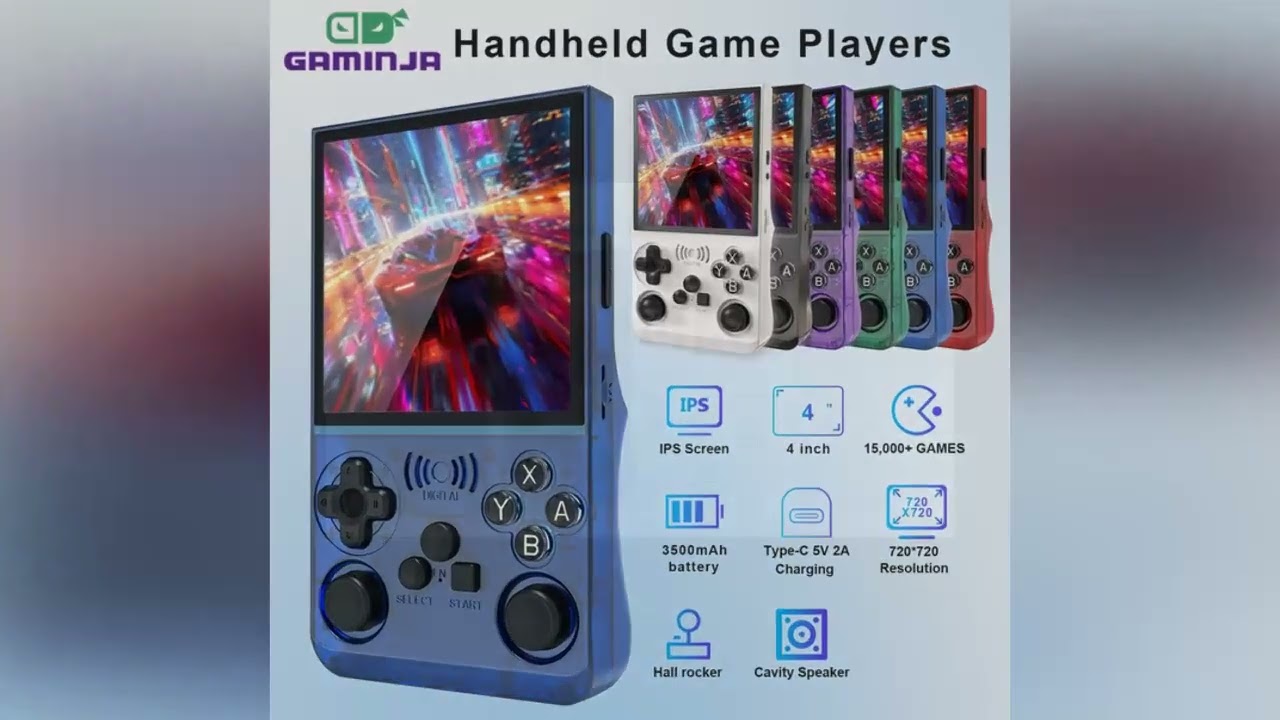 GAMINJA ANS13 Retro Handheld Video Game Console 15000+ Games Built-in Linux 4.0 Inch IPS Screen Port