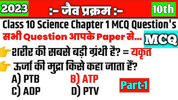 जैव प्रक्रम Class 10 Chapter 6 MCQ Question in Hindi || Most Important MCQ Class 10 2023
