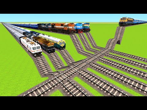 7 FASTEST TRAINS FAST MOVING AT DOWN AND HIGH ZIGZAG RAILWAY TRACKS|Train Simulator|Railworks|