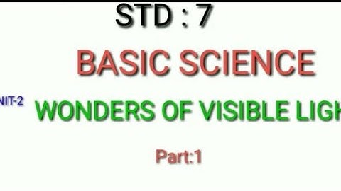 Std :7  BS  Unit: 2 wonders of visible light