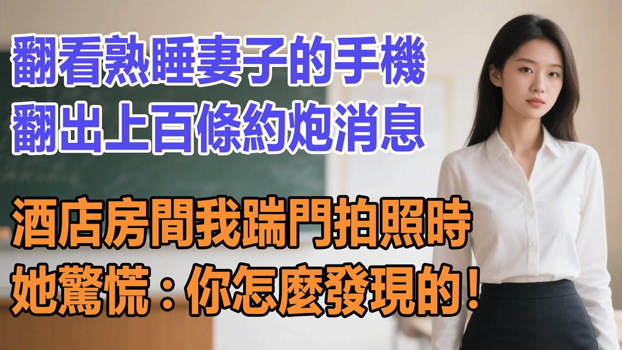 翻看熟睡妻子的手機，翻出上百條約炮消息，酒店房間我踹門拍照時，她驚慌：你怎麼發現的！#出軌小說 #愛情故事 #白月光 #幸福人生#生活经验 #情感故事