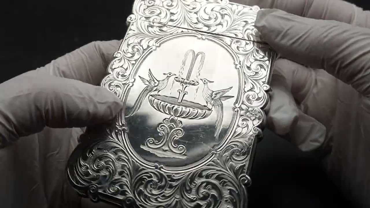 1852年 英国アンティーク 純銀製カードケース 70g David Pettifer
