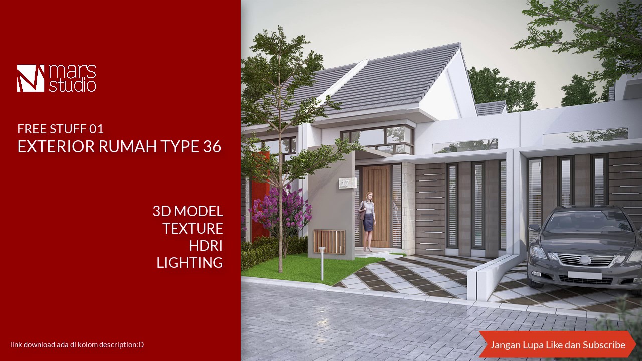 Mars Studio Free 3D Model 001 Exterior Rumah Type 36 YouTube