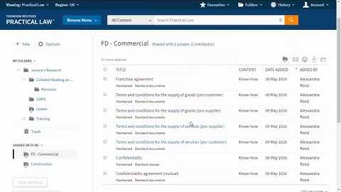 Practical Law – Using & Sharing Folders