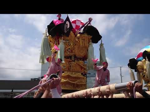 長野太鼓台 庄内太鼓台あかがねミュージアム入れ替え2台合わせての差し上げ