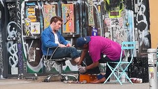 Madonna's Son Rocco Ritchie Gets an Old School NYC Shoe Shine 5.14.23