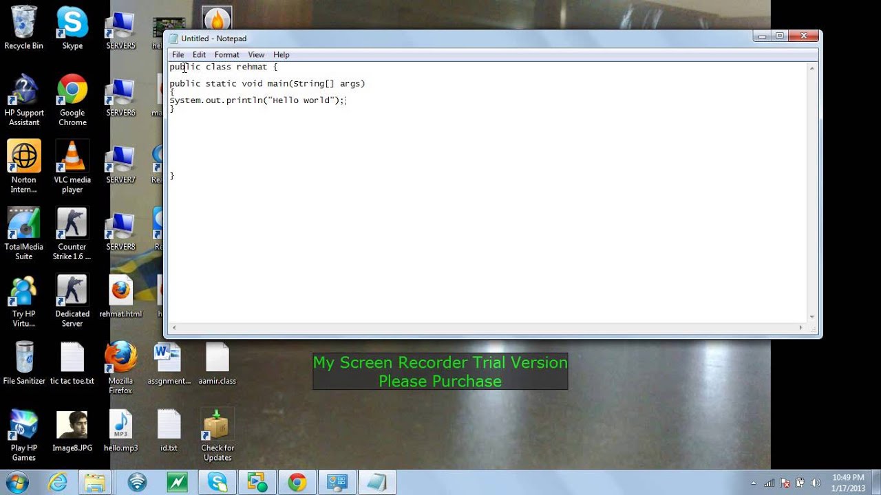 Hello Word Program on java - YouTube