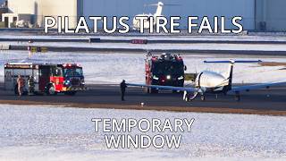 Pilatus PC-12 NG Left Tire Burst