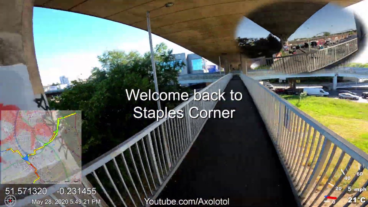 Staples Corner to Brent Cross by Footpath on a Bicycle. Time Lapse 226