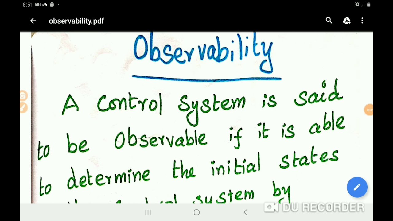 Observability in Control System YouTube