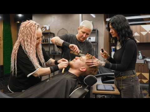 💈(ASMR) The Ultimate 3-on-1 Barber Experience in Russia