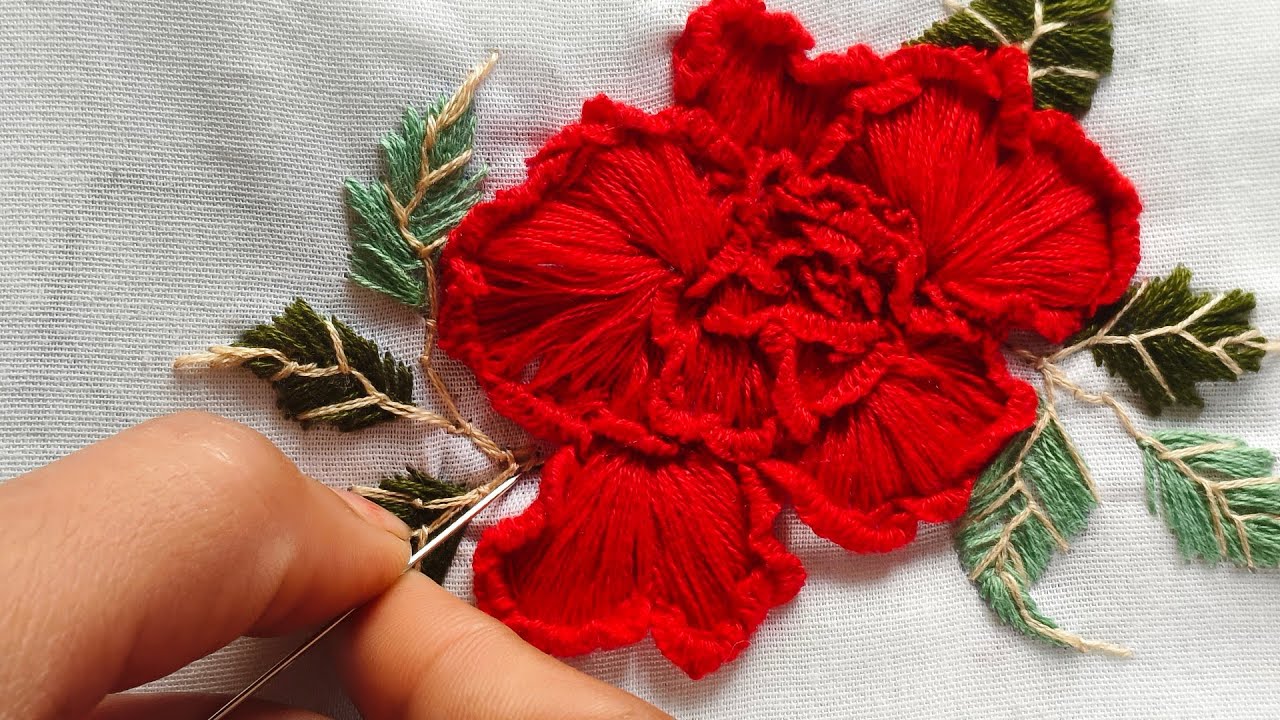 Stitching My Handmade Flowers on Cotton Fabric with Beautiful Moments.