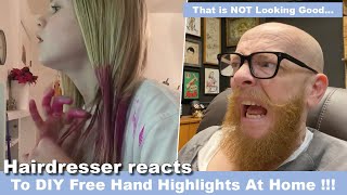 How To Ruin Your Hair With a DIY Ombre At Home ! Hairdresser reacts to Hair Fails #hair #beauty