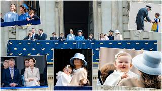 Princess Ines and Estelle celebrating King Carl Gustaf with Queen Mary of Denmark