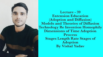#Lecture 39#Extension Education#Diffusion of Adoption#Extension by Vishal#JRF#SRF#NET#BHU#UPHESC#TA#