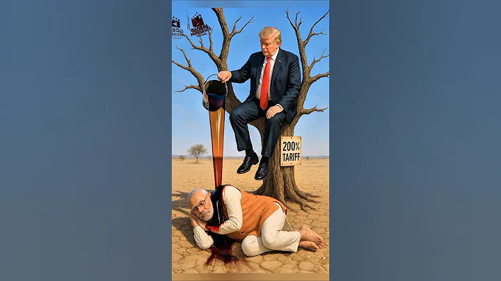 Trump vs Modi 200% Tariff Showdown under Tree 🌍😂  Funny Political stair #funny #politicalcomedy thumbnail