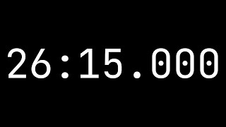 Countdown timer 26 minutes, 15 seconds [26:15.000] - White on black with milliseconds