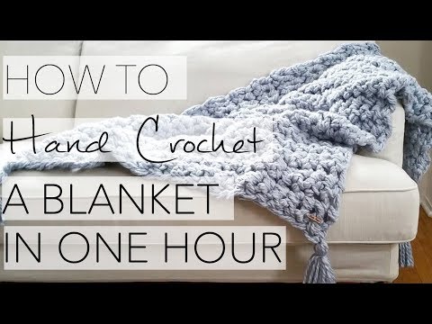 How to Hand Crochet a Blanket in One Hour - Simply Maggie 