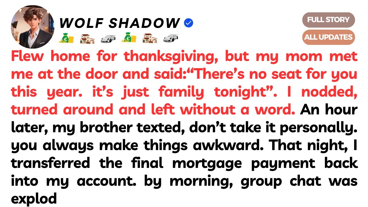Flew Home For Thanksgiving, But My Mom Met Me At The Door And Said, There’s No Seat For You This Yea