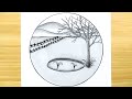 Pencil drawing in circle step by step || Easy scenery drawing || Very easy drawing | Circle drawings