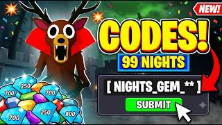 ALL WORKING ALIENS REVENGE UPDATE CODES For 99 NIGHTS IN THE FOREST!