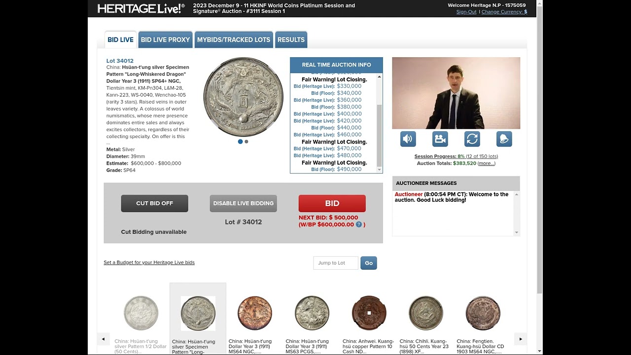 China: Hsüan-t'ung silver Specimen Pattern 