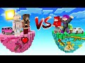 ماين كرافت جزيره الشباب الاغنياء ضد جزيره هيفا ومني ونورا الفقراء مش هتصدق حصل اي MineCraft 
