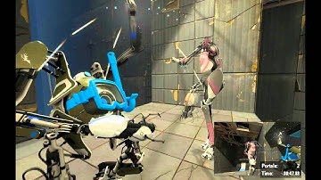 Portal 2: Co-op | Course 3 - Chamber 4 (Catapult Block) | In 4 Portals (World Record)