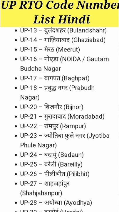 UP RTO Code Number List Hindi UP Vehicle Registration Number Code In karnataka-rto-codes-vehicle-registration-rto-codes-of-47-off