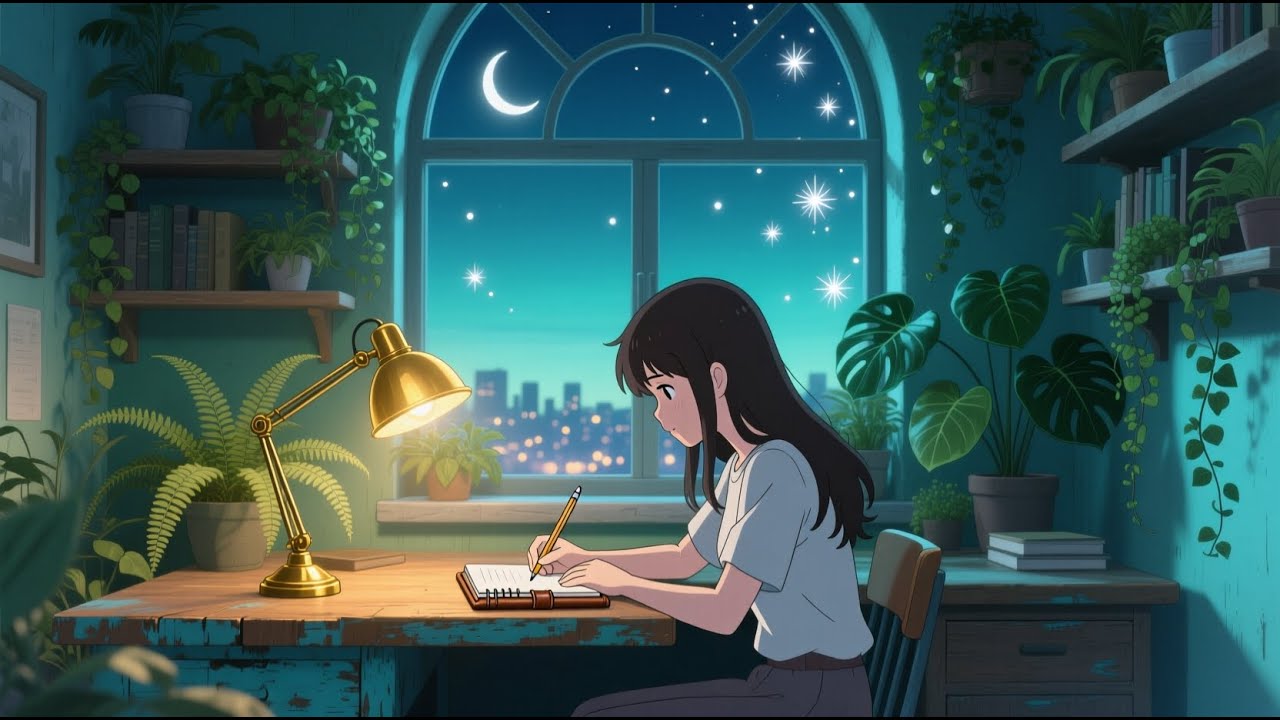 Anime Study Music, Relaxing Night Piano & Nature Sounds, Deep Focus Ambient