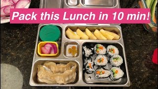 Packing my Preschooler's PlanetBox Lunch in under 10 Minutes! (Sushi, Potstickers, Fruits & Veggies)