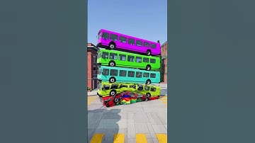 Mixed Colorful Buses Fall Crash - BeamNG.drive #youtubeshorts