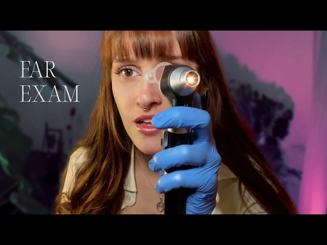 ASMR Ear Exam 💜 Cleaning and Hearing Test | german whispering 