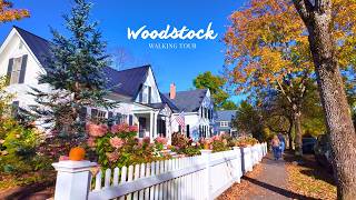 Woodstock, Vermont Fall Foliage Walking Tour 🍁🍂 | America's Prettiest Town in Peak Autumn | 4K