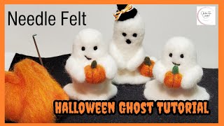 DIY Halloween Ghost Pumpkin NEEDLE FELTED Full How To Easy Tutorial for Beginners