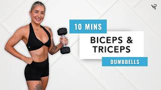 10 Min Biceps and Triceps Dumbbell Workout (10 BEST Arm Exercises)