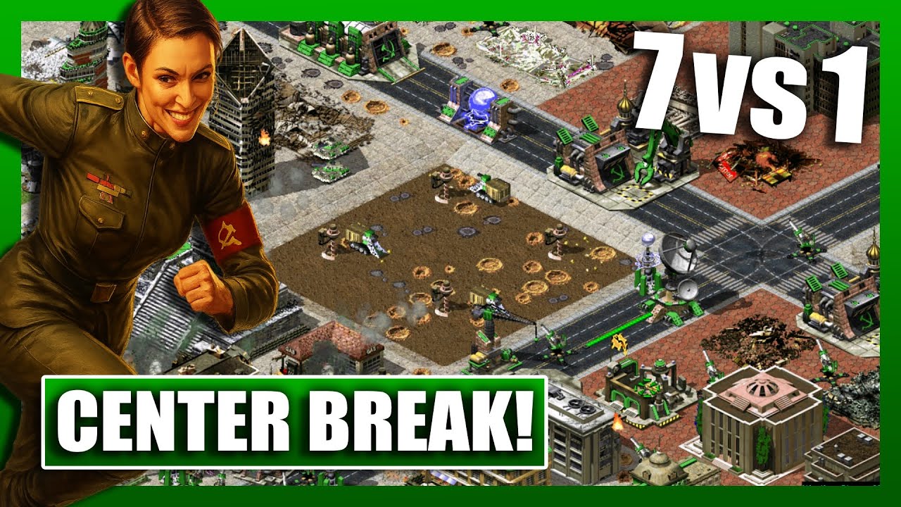 Red Alert 2 | RUN! - Center Break | (7 vs 1 + Superweapons)