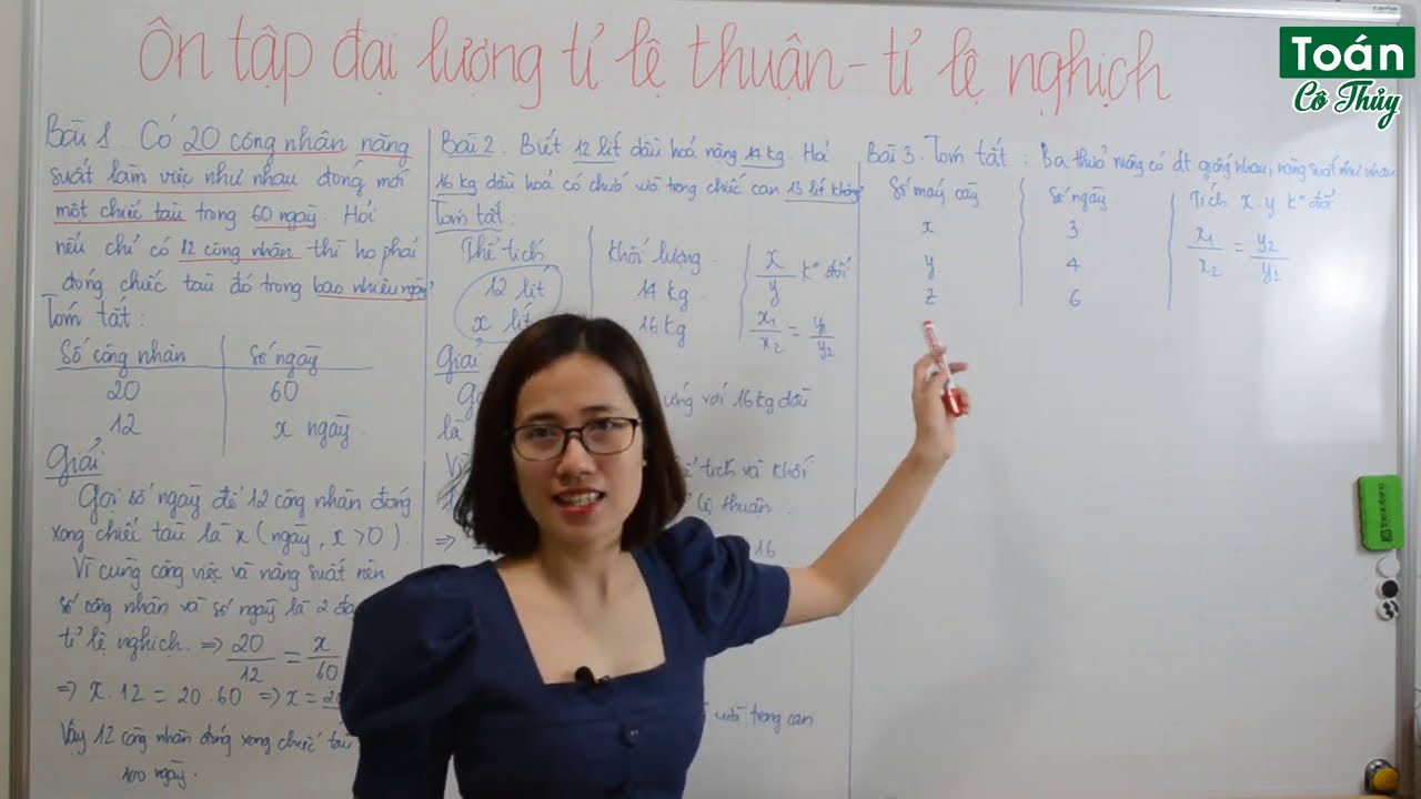 Ôn tập học kỳ I - Toán lời văn về đại lượng tỉ lệ thuận - nghịch