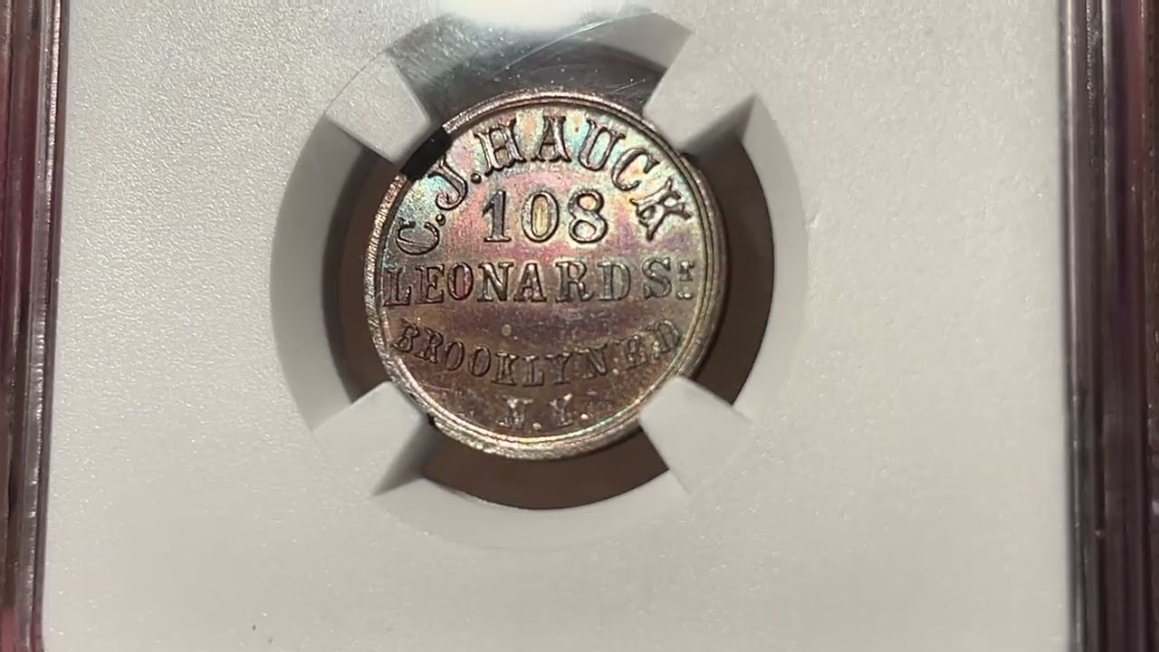 (1861-65) Civil War Store Card, Brooklyn, NY F-95B-1a, C.J. Hauck, NGC MS63 BN